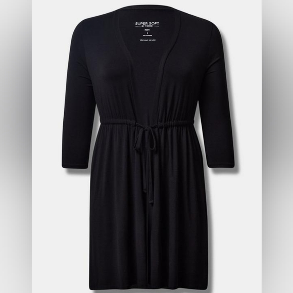 Torrid Black Super Soft Lagenlook Cardigan 3/4 Sleeve Tie Front Size 2X … - Picture 5 of 5